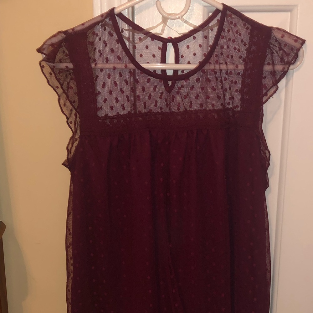 Maroon lace top.